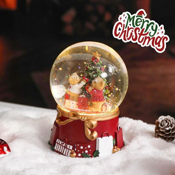 Christmas Snow Globe Christmas Tree with Bear  (No Auto Snowflake) - Picture 3 of 8